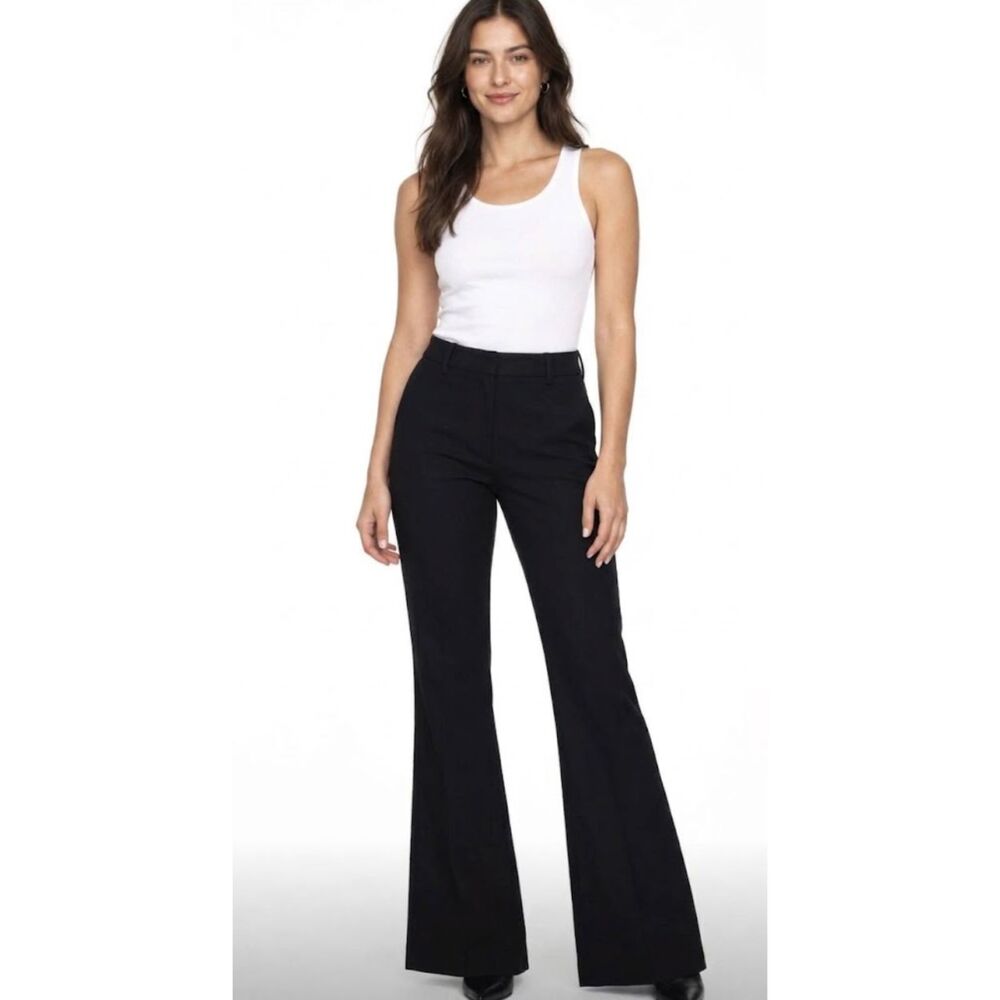 H&M Slit Hem Flare Pants High Waist Black Women's Size 10
